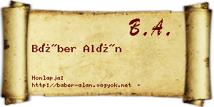 Báber Alán névjegykártya